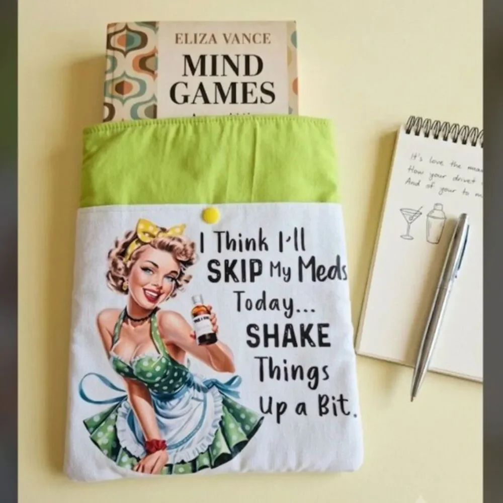 Handcrafted Two-Pocket Kindle Pouch - Fun Retro 